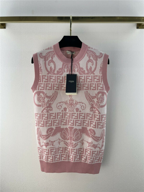 fendi full logo print knitted vest