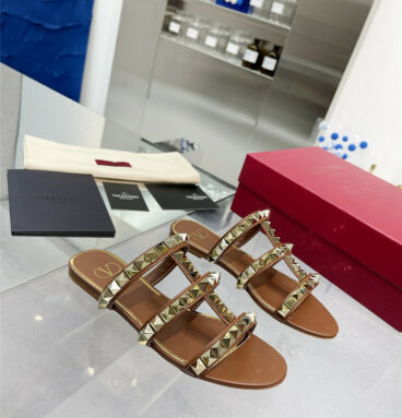 valentino studded classic flat sandals