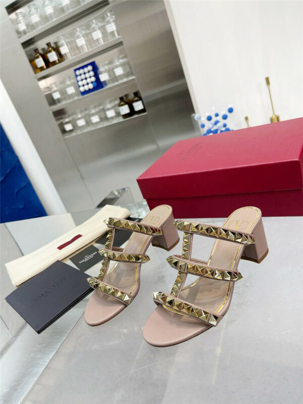 valentino studded classic block heel sandals