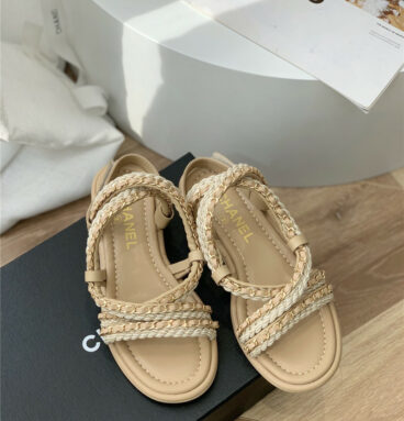 chanel braided chain sandals