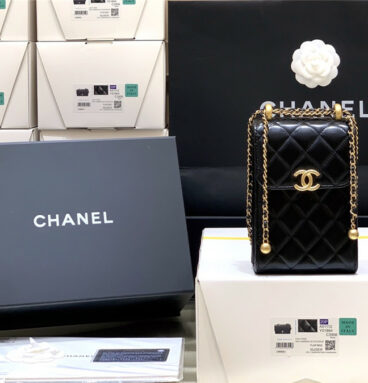 chanel gold beads mobile phone bag