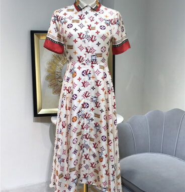 louis vuitton lv colorful printed silk dress