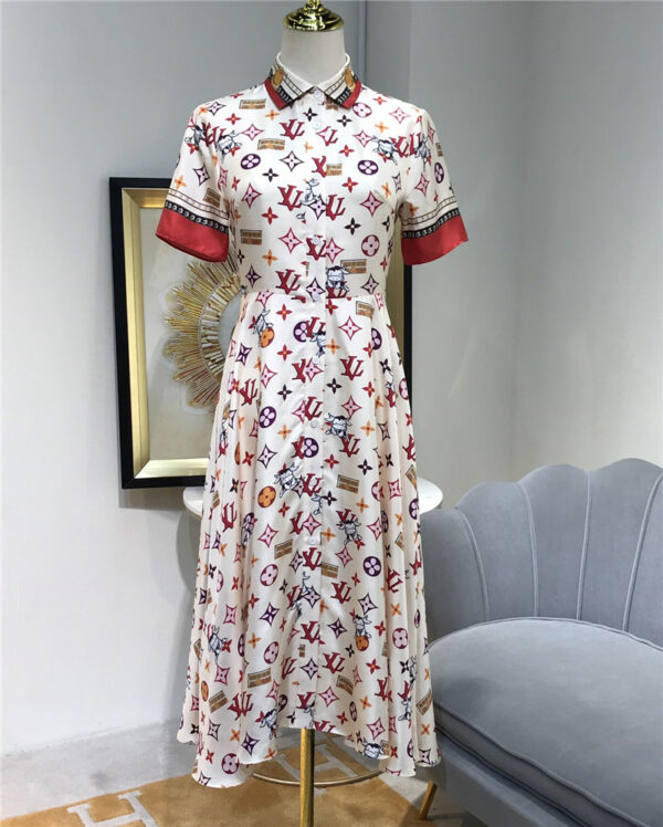 louis vuitton lv colorful printed silk dress