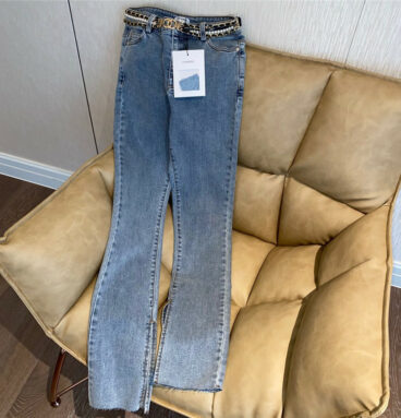 chanel pearl belt jeans