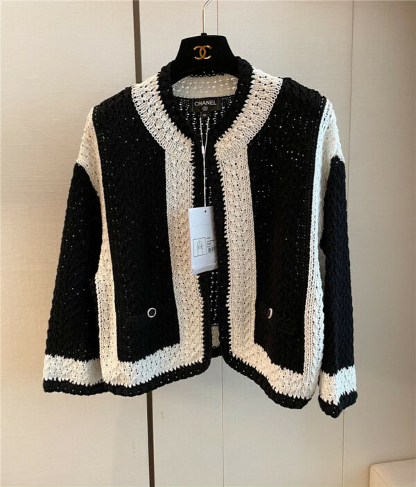 chanel cropped knitted cardigan coat