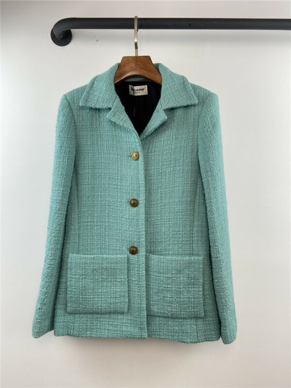 ysl green tweed waist coat