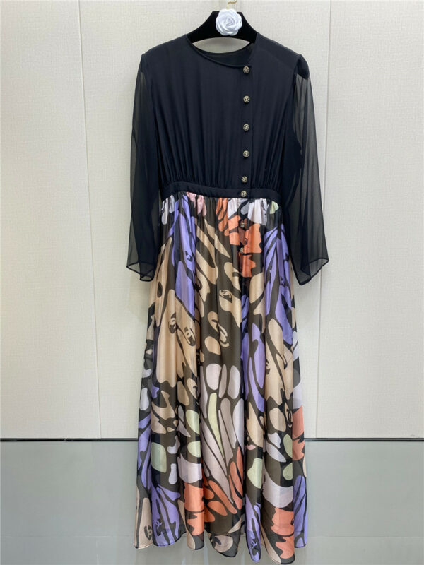 chanel colorful printed silk dress