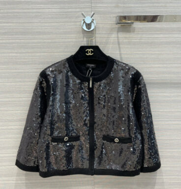 chanel sequin embroidered cardigan jacket