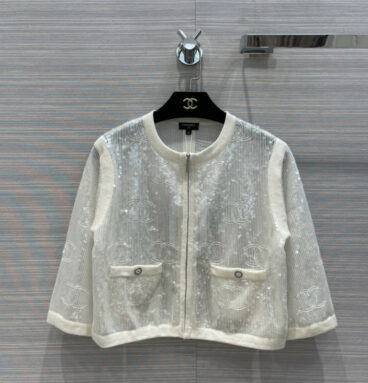 chanel sequin embroidered cardigan jacket
