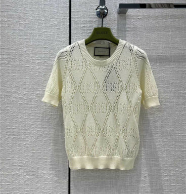 gucci GG quilted logo knitted short sleeve top