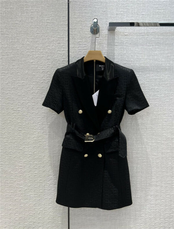 balmain suit collar double breasted dress