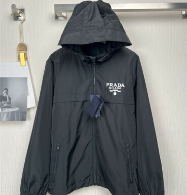 prada hooded panel trench coat