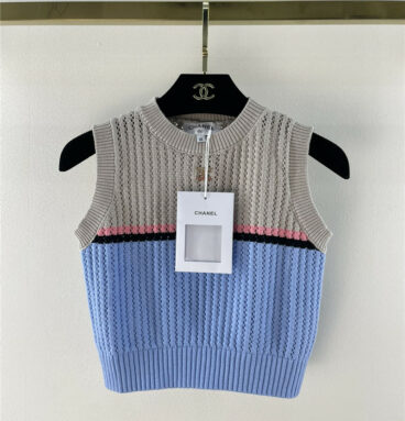 chanel colorblock striped knitted vest
