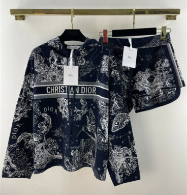 dior constellation cashmere knitted shorts set