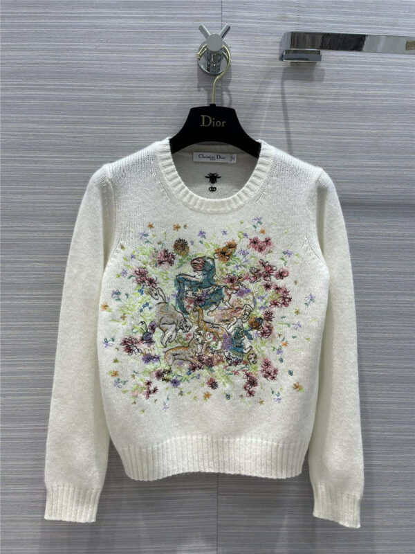 dior embroidered chez moi cashmere sweater