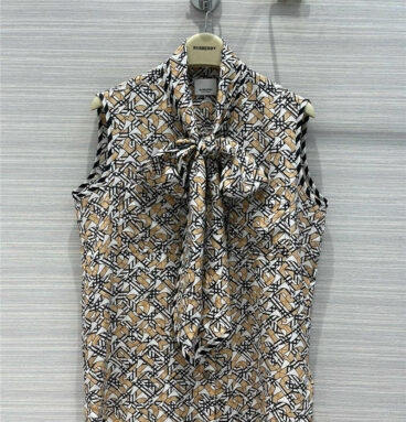 burberry TB print pattern vest silk shirt