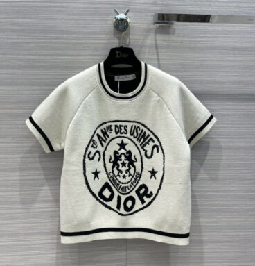 dior logo knitted short-sleeve top