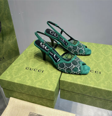 gucci mesh fish mouth high heel sandals