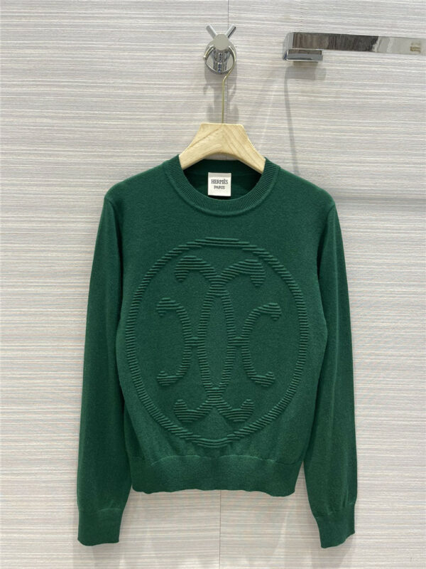 hermes embossed logo long sleeve sweater