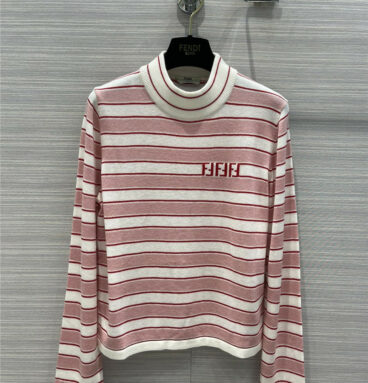 fendi striped lettering logo knitted top
