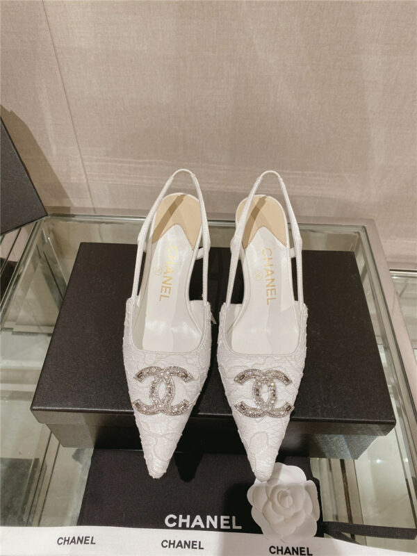 chanel vintage lace heeled sandals
