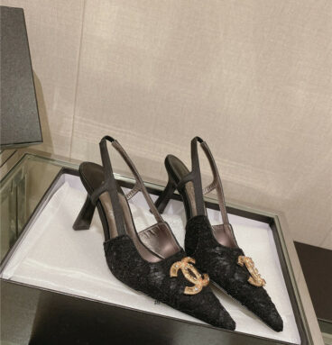 chanel vintage lace heeled sandals