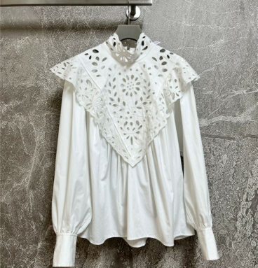 chloe hollow embroidery silk cotton shirt