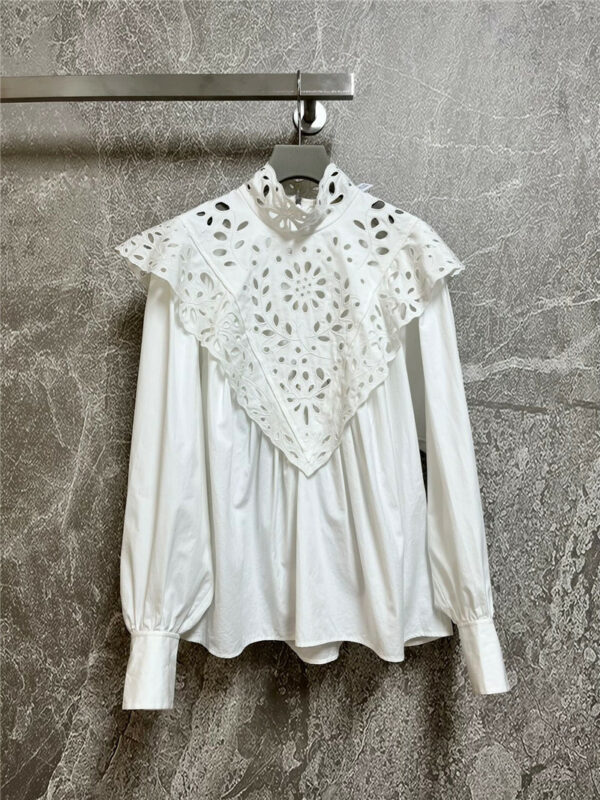 chloe hollow embroidery silk cotton shirt