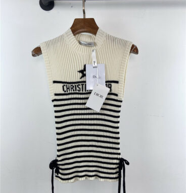 dior CD striped sleeveless knitted top