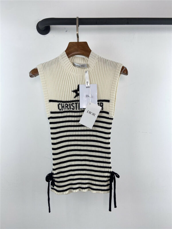dior CD striped sleeveless knitted top