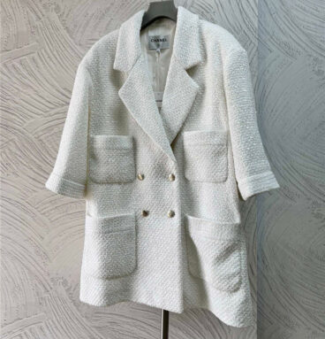 chanel white tweed skirt coat