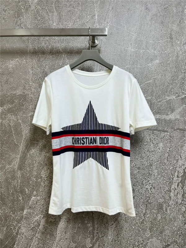 dior star embroidered T-shirt