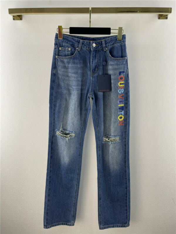louis vuitton lv embroidered jeans