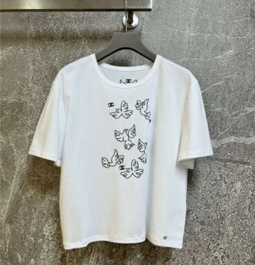 chanel dove of peace embroidered t shirt