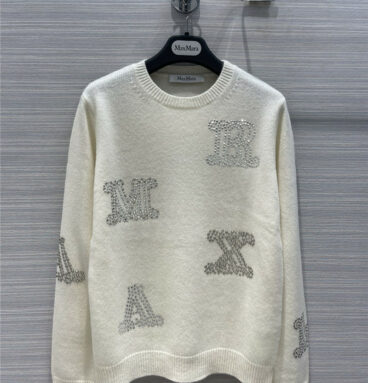 maxmara rhinestones letter logo cashmere sweater