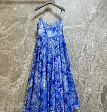 dior lake blue tulle slip dress