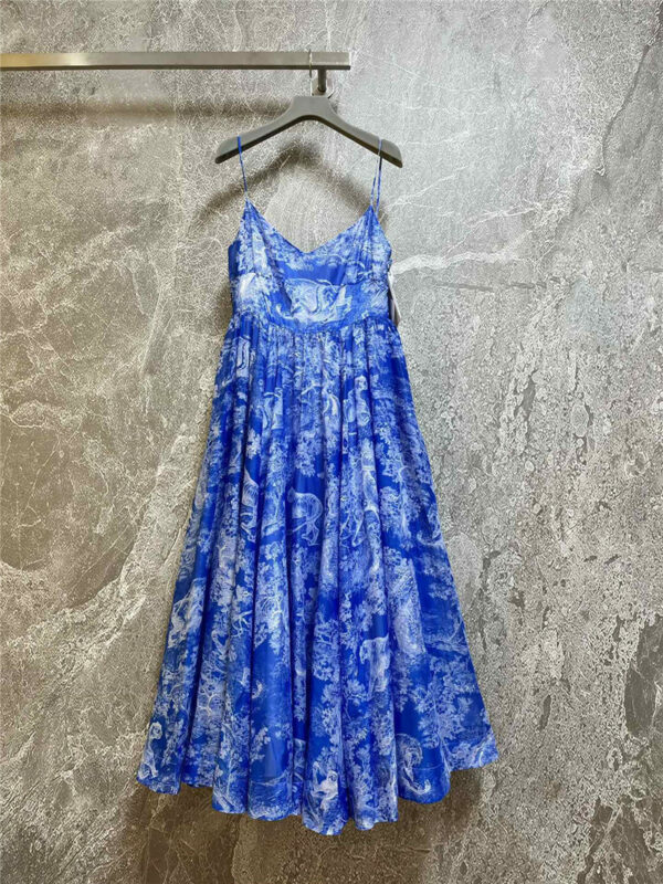dior lake blue tulle slip dress