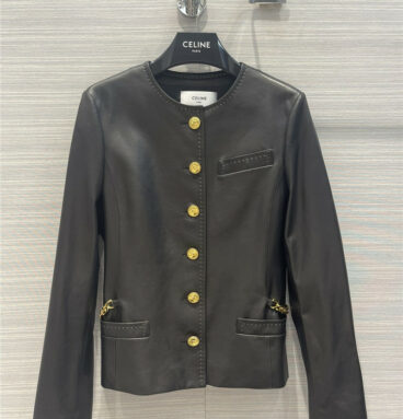 celine metal buckle jacket leather jacket