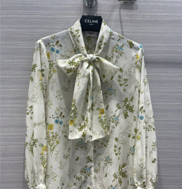 celine elegant romantic floral silk top
