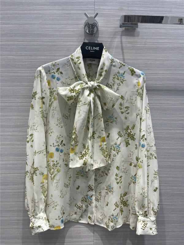 celine elegant romantic floral silk top