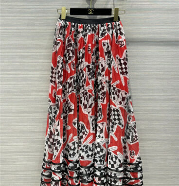 chanel romantic print long skirt