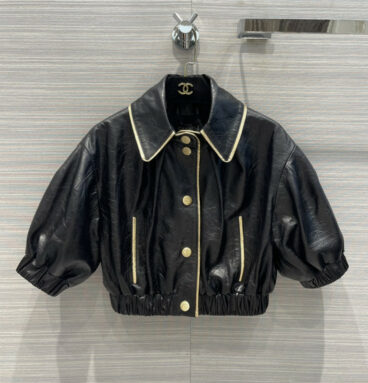 chanel jacket short sleeve leather jacket