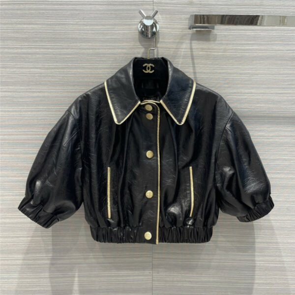chanel jacket short sleeve leather jacket