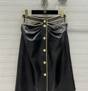 chanel hanging strands empty leather skirt