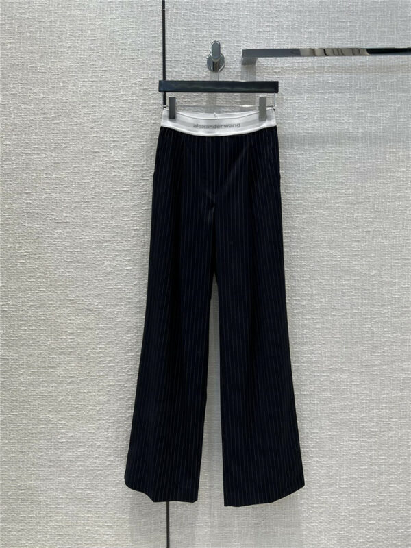 alexander wang dark blue striped straight trousers