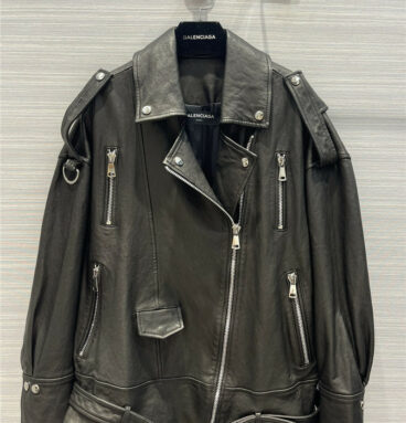 balenciaga jacket scarf motorcycle leather jacket