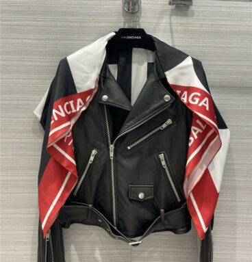 balenciaga jacket scarf motorcycle leather jacket