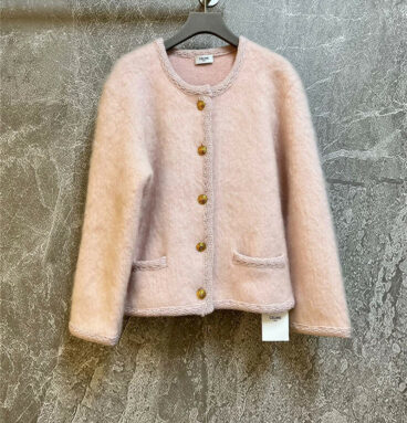 celine brushed mohair knitted coat