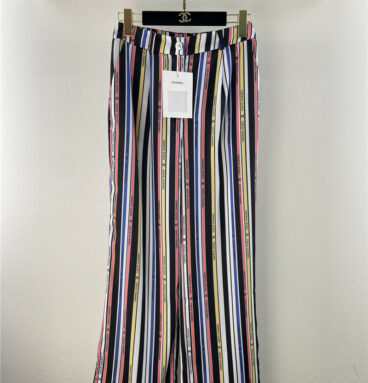 chanel color-block striped straight-leg pants