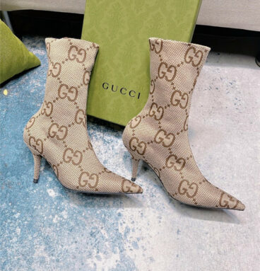 gucci classic gg high heel ankle boots